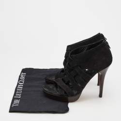 Stuart Weitzman Black Suede Cross Strap Sandals Size 38.5