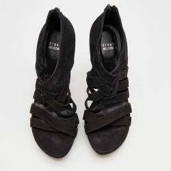 Stuart Weitzman Black Suede Cross Strap Sandals Size 38.5