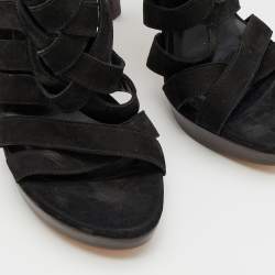 Stuart Weitzman Black Suede Cross Strap Sandals Size 38.5