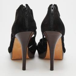 Stuart Weitzman Black Suede Cross Strap Sandals Size 38.5