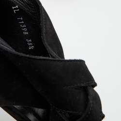 Stuart Weitzman Black Suede Cross Strap Sandals Size 38.5