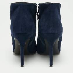 Pre Owned حذاء بوت للكاحل ستيوارت وايتزمان سويدي أزرق كحلي مقاس 39.5