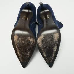 Pre Owned حذاء بوت للكاحل ستيوارت وايتزمان سويدي أزرق كحلي مقاس 39.5