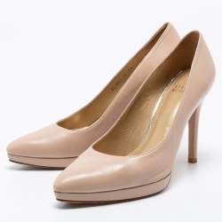 Stuart Weitzman Beige Leather Platform Pumps Size 38