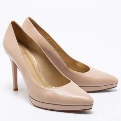 Stuart Weitzman Beige Leather Platform Pumps Size 38