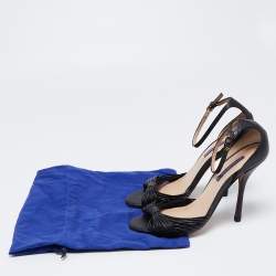 Stuart Weitzman Black Leather Ankle Strap Sandals Size 38.5