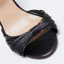 Stuart Weitzman Black Leather Ankle Strap Sandals Size 38.5