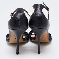 Stuart Weitzman Black Leather Ankle Strap Sandals Size 38.5