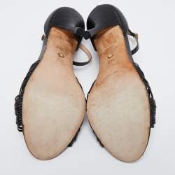 Stuart Weitzman Black Leather Ankle Strap Sandals Size 38.5