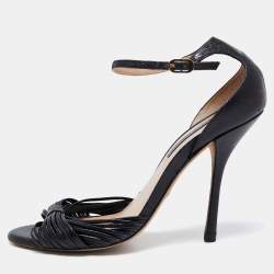 Stuart Weitzman Black Leather Ankle Strap Sandals Size 38.5