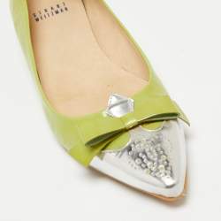 Stuart Weitzman Green/Silver Patent Leather Ballet Flats Size 38
