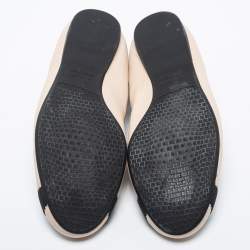 Stuart Weitzman Beige/Black Leather Scrunch Ballet Flats Size 38