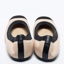 Stuart Weitzman Beige/Black Leather Scrunch Ballet Flats Size 38