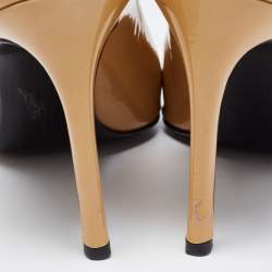 Pre Owned Stuart Weitzman Beige Patent Heist Pumps Size 39.5