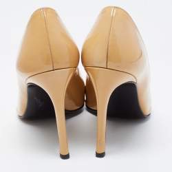 Pre Owned Stuart Weitzman Beige Patent Heist Pumps Size 39.5