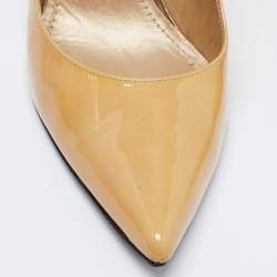 Pre Owned Stuart Weitzman Beige Patent Heist Pumps Size 39.5