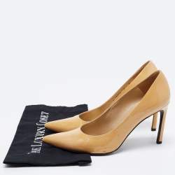 Pre Owned Stuart Weitzman Beige Patent Heist Pumps Size 39.5