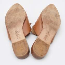 Stuart Weitzman Brown Leather Tassel Pointed Toe Flat Mules Size 40