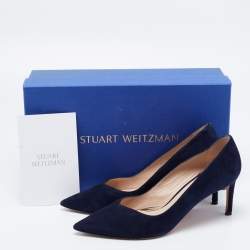 Stuart Weitzman Blue Suede Anny Pointed Toe Pumps Size 37