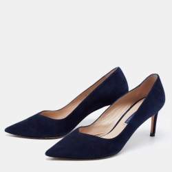 Stuart Weitzman Blue Suede Anny Pointed Toe Pumps Size 37