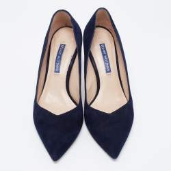 Stuart Weitzman Blue Suede Anny Pointed Toe Pumps Size 37