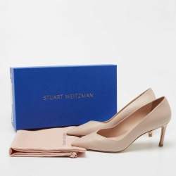 Stuart Weitzman Beige Leather Pointed Toe Pumps Size 38.5