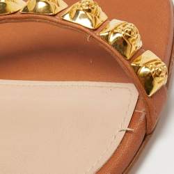 Stuart Weitzman Brown Leather Embellished Ankle Strap Sandals Size 39.5