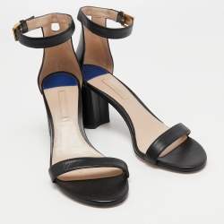 Stuart Weitzman Black Leather Bambina Ankle Strap Sandals Size 41