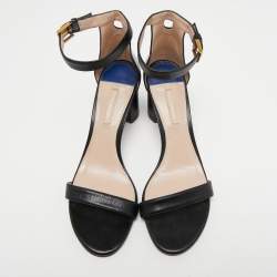 Stuart Weitzman Black Leather Bambina Ankle Strap Sandals Size 41