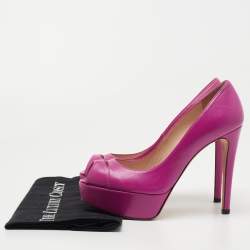 Stuart Weitzman Pink Leather Peep Toe Platform Pumps Size 38
