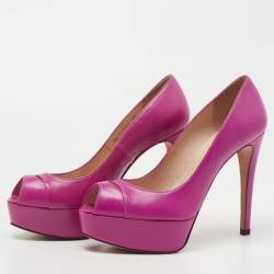 Stuart Weitzman Pink Leather Peep Toe Platform Pumps Size 38
