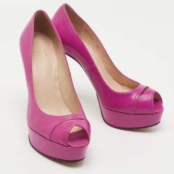 Stuart Weitzman Pink Leather Peep Toe Platform Pumps Size 38