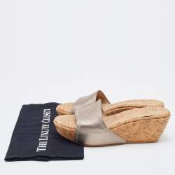 Stuart Weitzman Metallic Leather Slide Sandals Size 37.5
