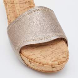 Stuart Weitzman Metallic Leather Slide Sandals Size 37.5