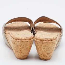 Stuart Weitzman Metallic Leather Slide Sandals Size 37.5