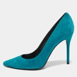Pre Owned Stuart Weitzman Blue Suede Pointed Toe Pumps Size 40