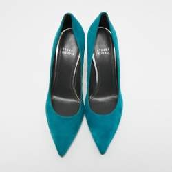 Pre Owned Stuart Weitzman Blue Suede Pointed Toe Pumps Size 40