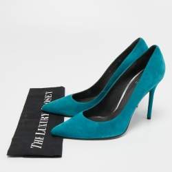 Pre Owned Stuart Weitzman Blue Suede Pointed Toe Pumps Size 40