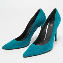 Pre Owned Stuart Weitzman Blue Suede Pointed Toe Pumps Size 40