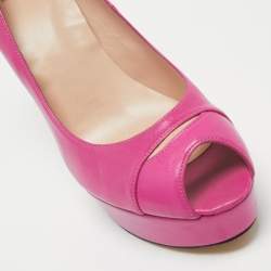 Pre Owned Stuart Weitzman Pink Leather Peep Toe Platform Pumps Size 41