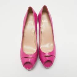 Pre Owned Stuart Weitzman Pink Leather Peep Toe Platform Pumps Size 41