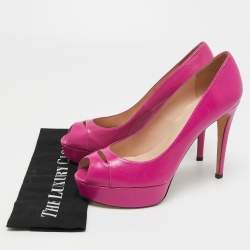 Pre Owned Stuart Weitzman Pink Leather Peep Toe Platform Pumps Size 41