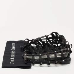 Stuart Weitzman Black Leather Gladiator Flat Sandals Size 37