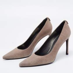 Stuart Weitzman Grey Textured Suede Pointed Toe Pumps Size 40