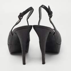 Stuart Weitzman Black Glitter Peep Toe Slingback Platform Pumps Size  38