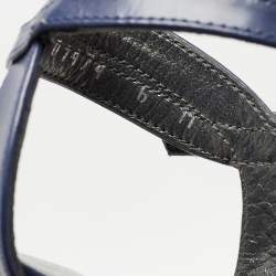 Stuart Weitzman Navy Blue Leather Platform Ankle Strap Sandals Size 36.5