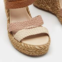Stuart Weitzman Multicolor Woven Leather Wedge Ankle Strap Sandals Size 36.5
