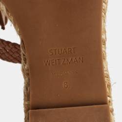 Stuart Weitzman Multicolor Woven Leather Wedge Ankle Strap Sandals Size 36.5