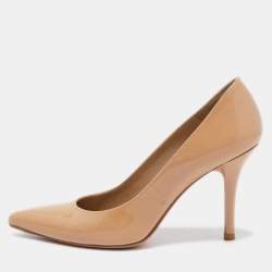 Stuart Weitzman Beige Patent Leather Pointed Toe Pumps Size 36