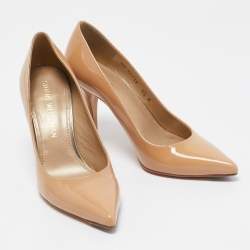 Stuart Weitzman Beige Patent Leather Pointed Toe Pumps Size 36
